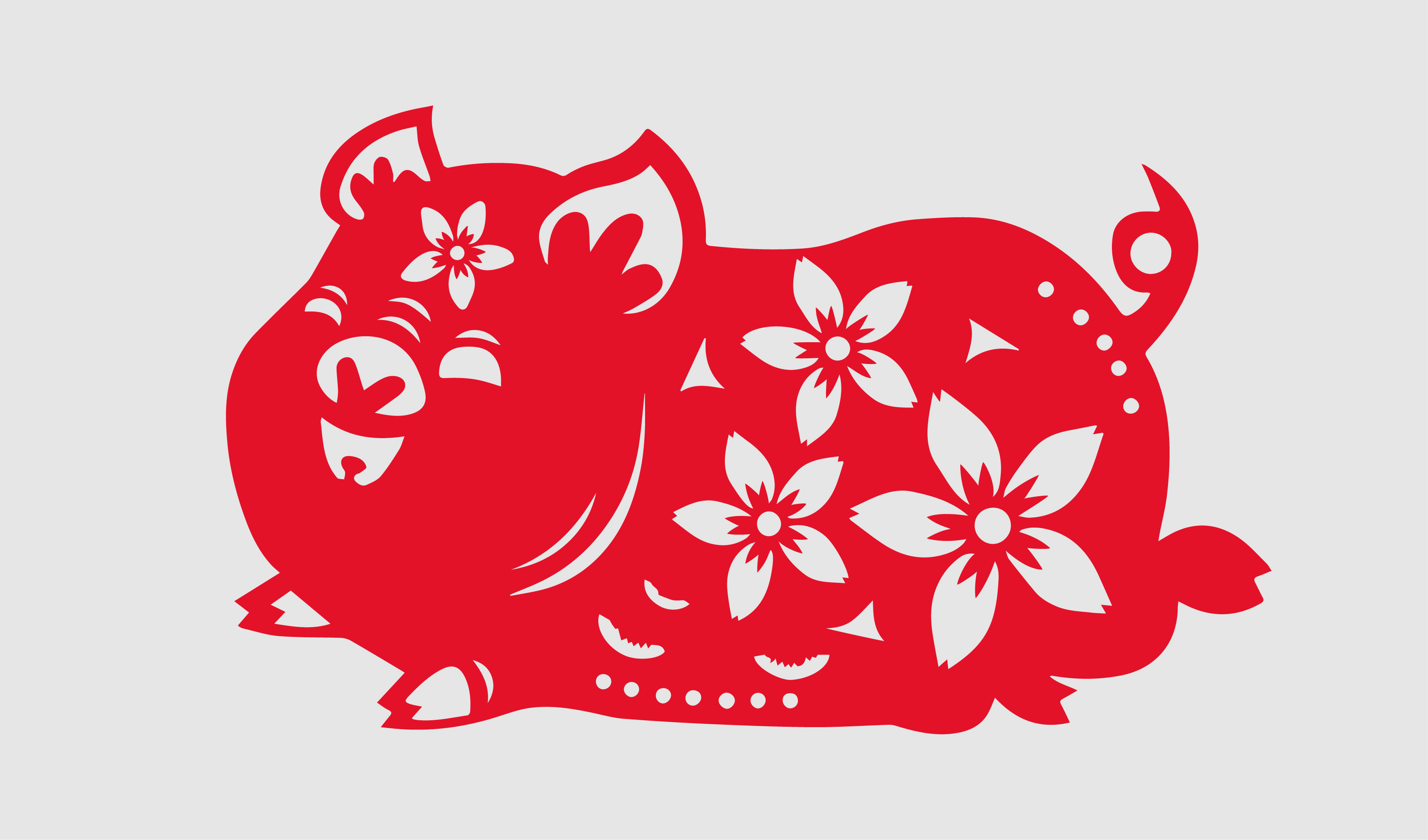 新年-生肖猪-剪纸矢量元素